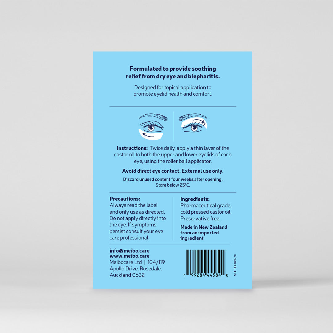 MeiboCare LidBoost+ - 100% Cold Pressed Castor Oil Eye Lid Cleanser - Dry Eye Relief. 10ml