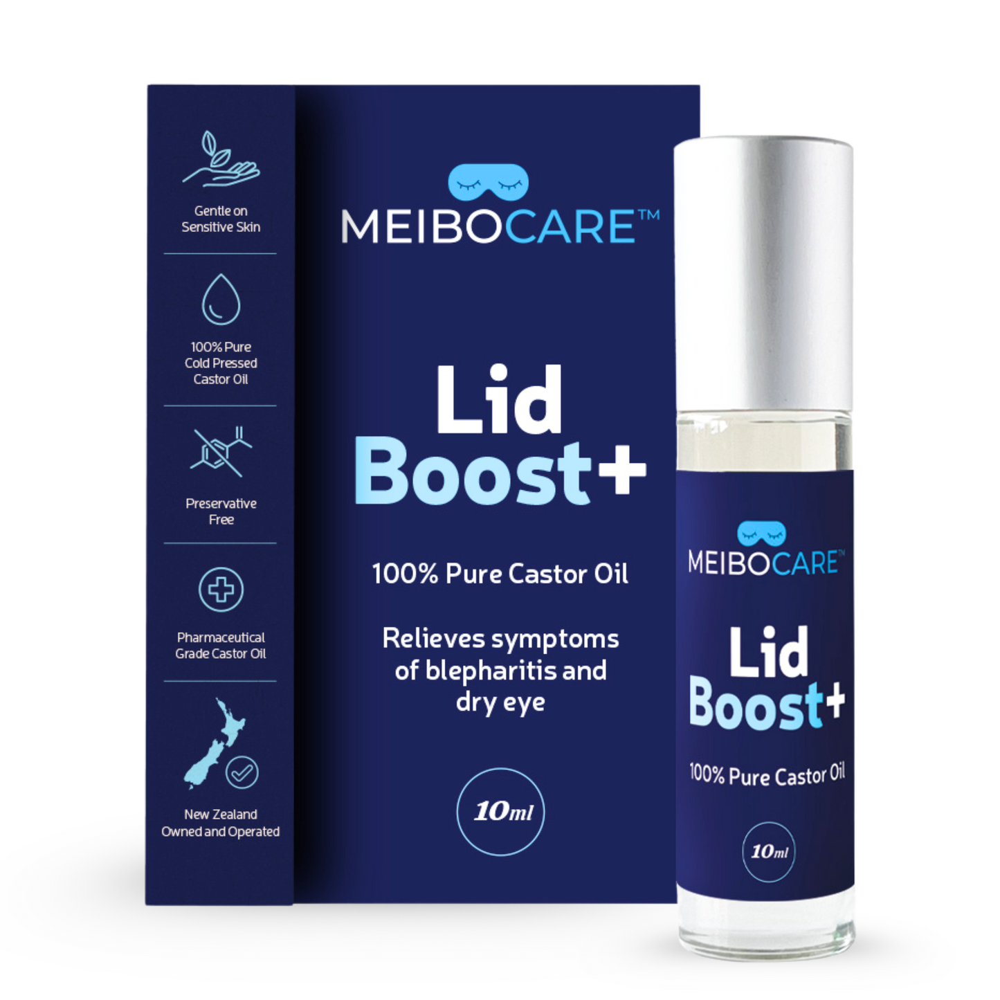MeiboCare LidBoost+ - 100% Cold Pressed Castor Oil Eye Lid Cleanser - Dry Eye Relief. 10ml