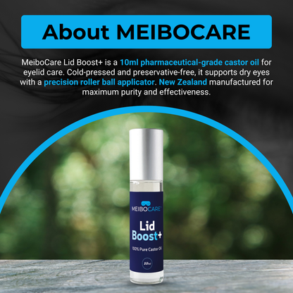 MeiboCare LidBoost+ - 100% Cold Pressed Castor Oil Eye Lid Cleanser - Dry Eye Relief. 10ml